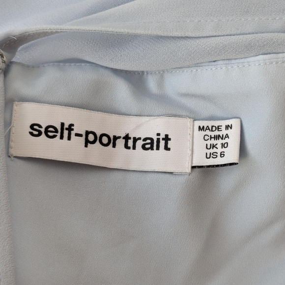 Self-Portrait • Pale Blue Chiffon Mini Dress - Picture 10 of 12